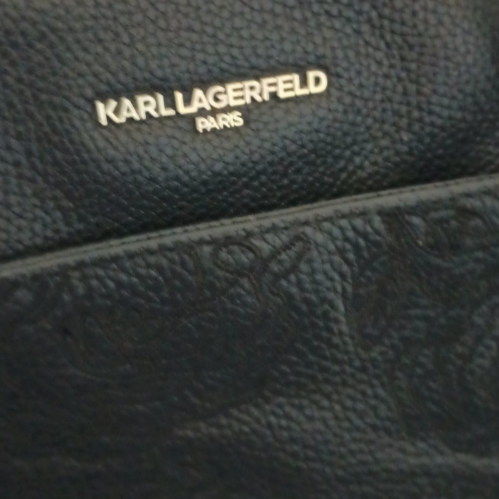 KARL LAGERFELD BLACK CAVIER LEATHER BAG